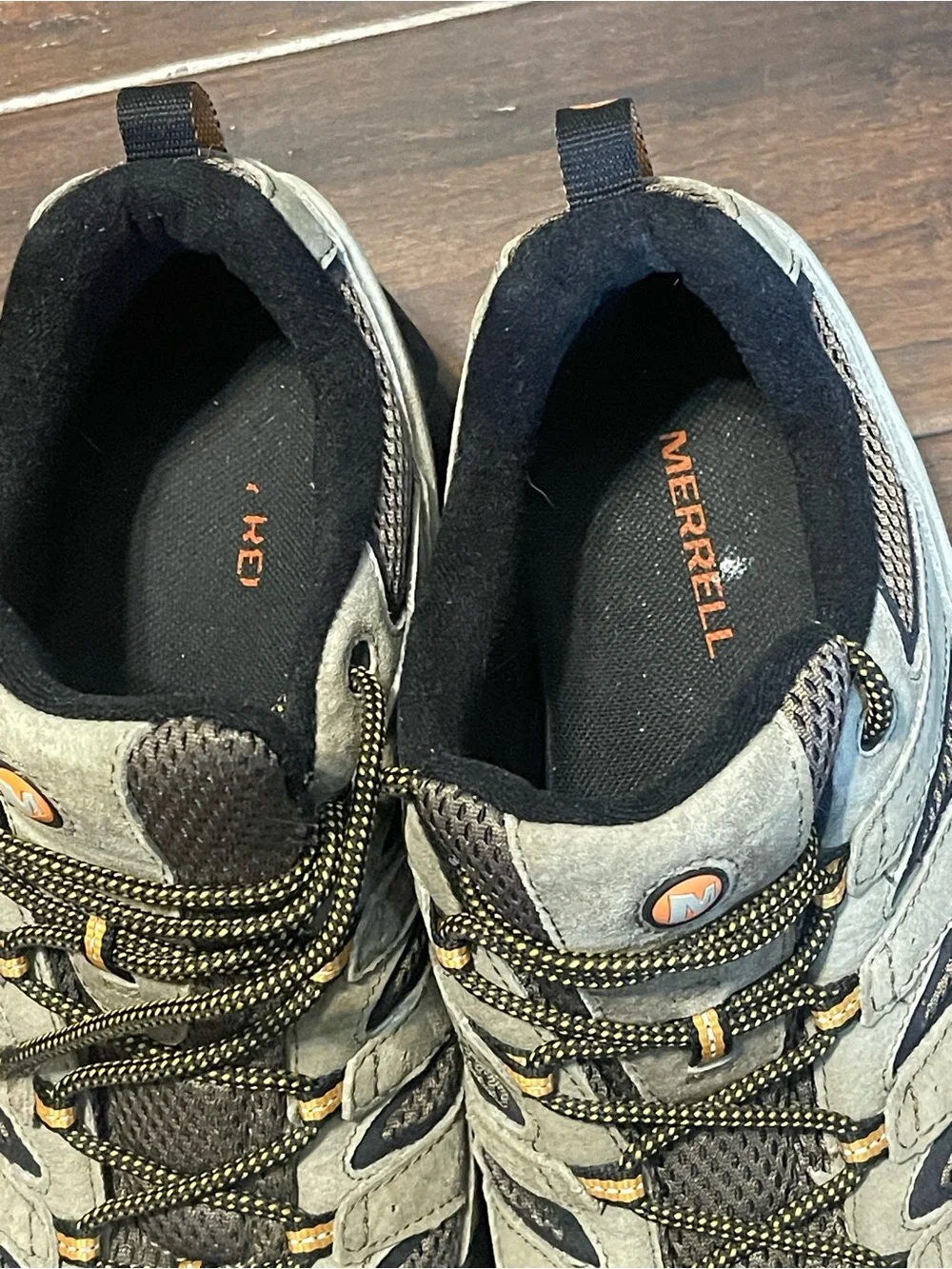Merrell Men’s Gray and Black Hiking Boots with Tan Accents